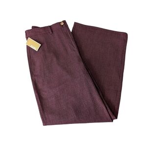 Michael Kors XL Wide Leg Pull On Trouser Pants Burgundy Merlot NWT